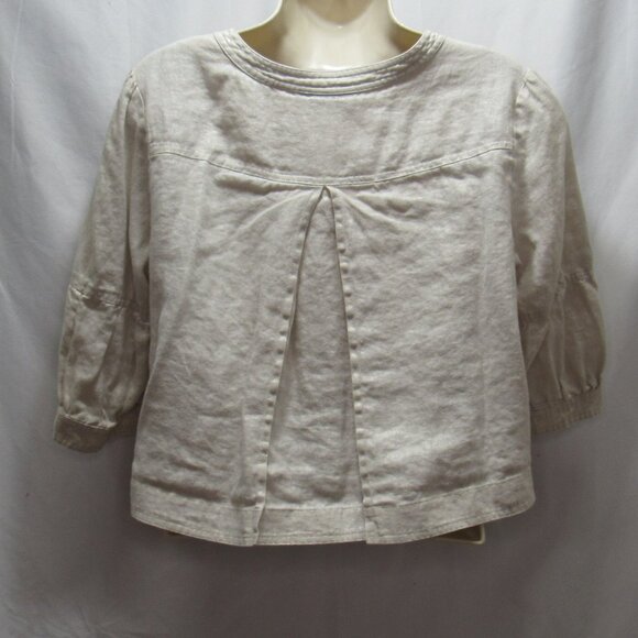 a.n.a Womens Chic Cream Bolero Cropped Round Neck 3/4 Sleeve Jacket Size L - Picture 3 of 7